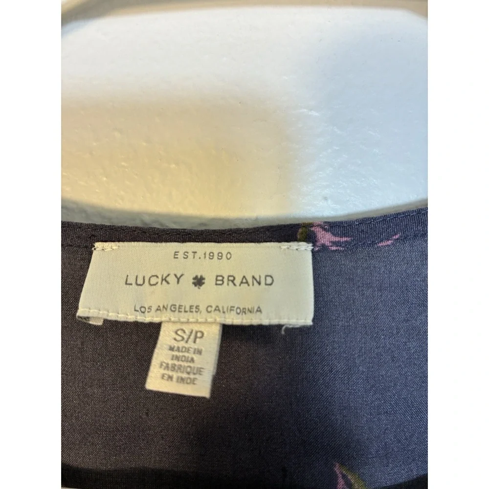 Lucky Brand Blouse Sz Small Babydoll V Neck Peasent‎ Floral Boho